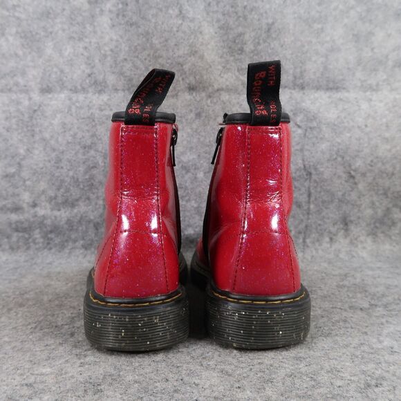 Dr Martens Shoes Kids 3 Boots Cosmic Glitter 1460 Junior Red Lace Up Zip Combat - Picture 6 of 14